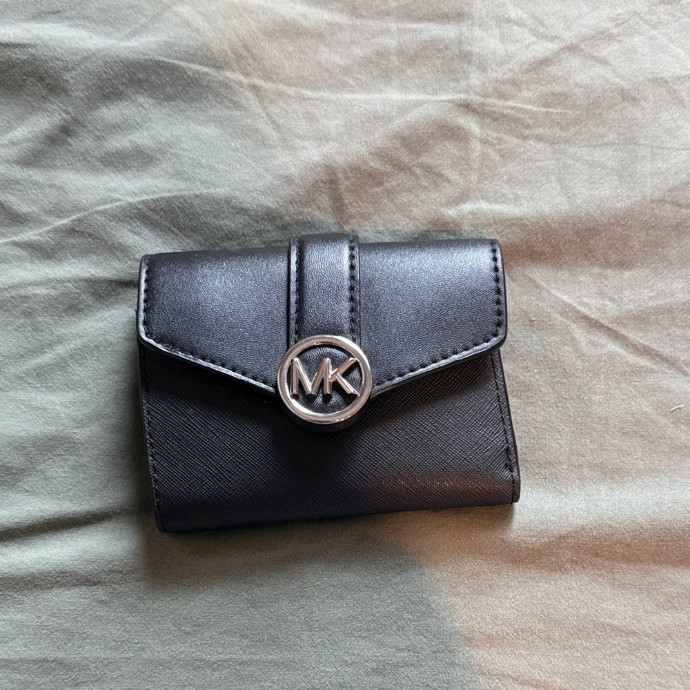 Michael Kors Black Leather Tri-Fold Wallet
